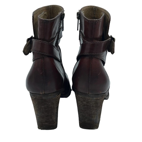 Frye Patty Riding Boot Brown Leather High Block‎ Heel Zipper Buckle 8.5 - Picture 2 of 9